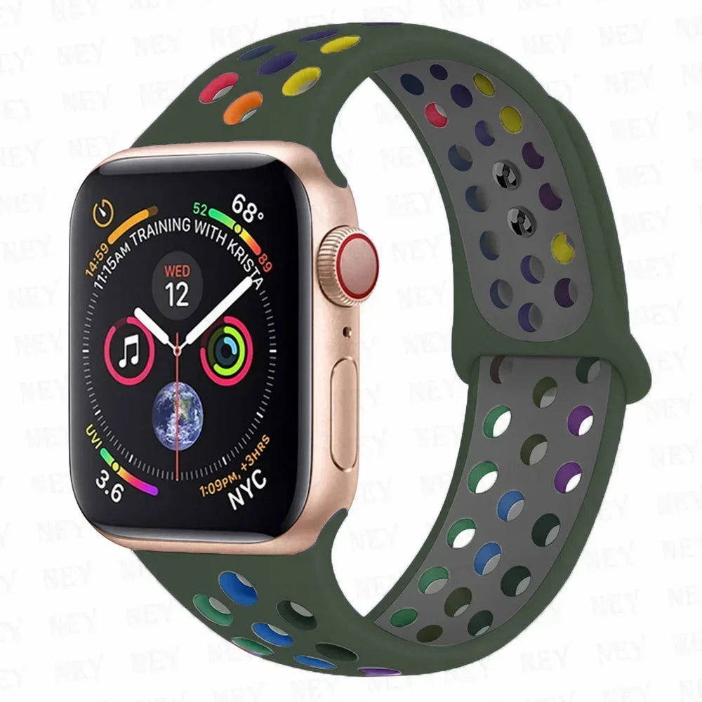Silicone Sport Straps For Apple Watch Band 45mm 44mm Ultra2 49mm 38/40mm 41mm 42mm Pride Bracelet iWatch Series 8 7 6 4 5 3 9 SE