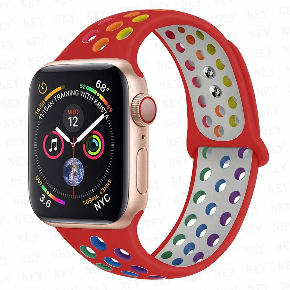 Silicone Sport Straps For Apple Watch Band 45mm 44mm Ultra2 49mm 38/40mm 41mm 42mm Pride Bracelet iWatch Series 8 7 6 4 5 3 9 SE