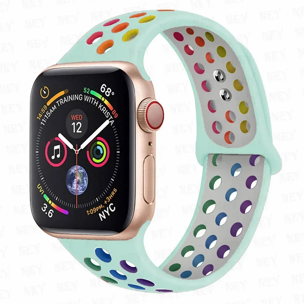 Silicone Sport Straps For Apple Watch Band 45mm 44mm Ultra2 49mm 38/40mm 41mm 42mm Pride Bracelet iWatch Series 8 7 6 4 5 3 9 SE