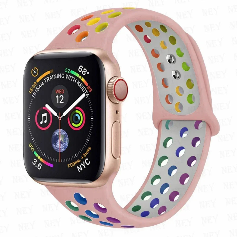 Silicone Sport Straps For Apple Watch Band 45mm 44mm Ultra2 49mm 38/40mm 41mm 42mm Pride Bracelet iWatch Series 8 7 6 4 5 3 9 SE