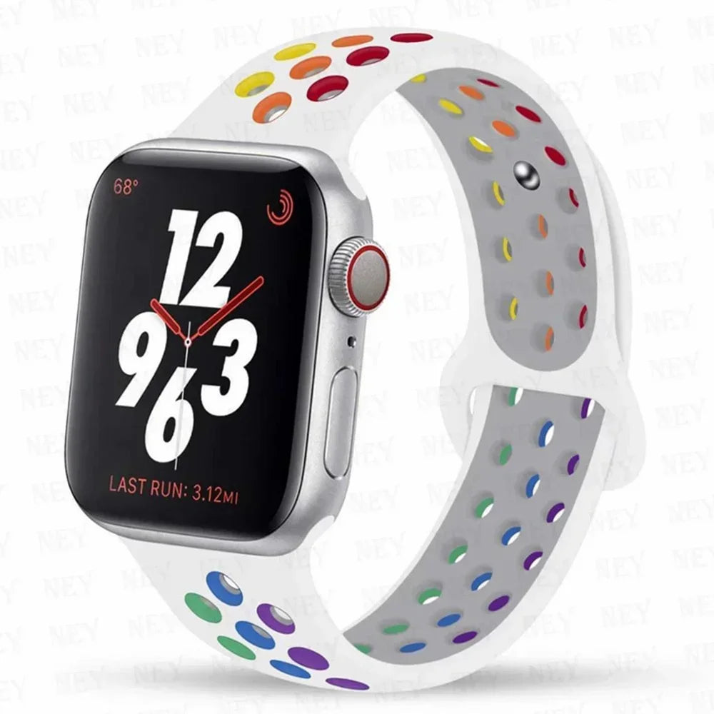Silicone Sport Straps For Apple Watch Band 45mm 44mm Ultra2 49mm 38/40mm 41mm 42mm Pride Bracelet iWatch Series 8 7 6 4 5 3 9 SE